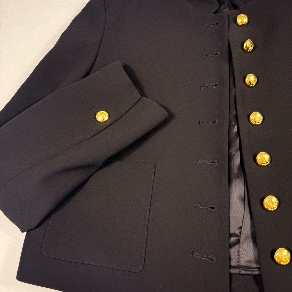 Zara Cropped Military Jacket XS Black Gold Button Blazer equestrian Dark Academi - Picture 4 of 16